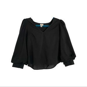 A New Day Black Long-sleeve V-neck Top